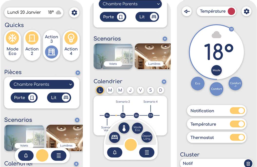 Ecran de l'application de domotique proposé par Idolys.